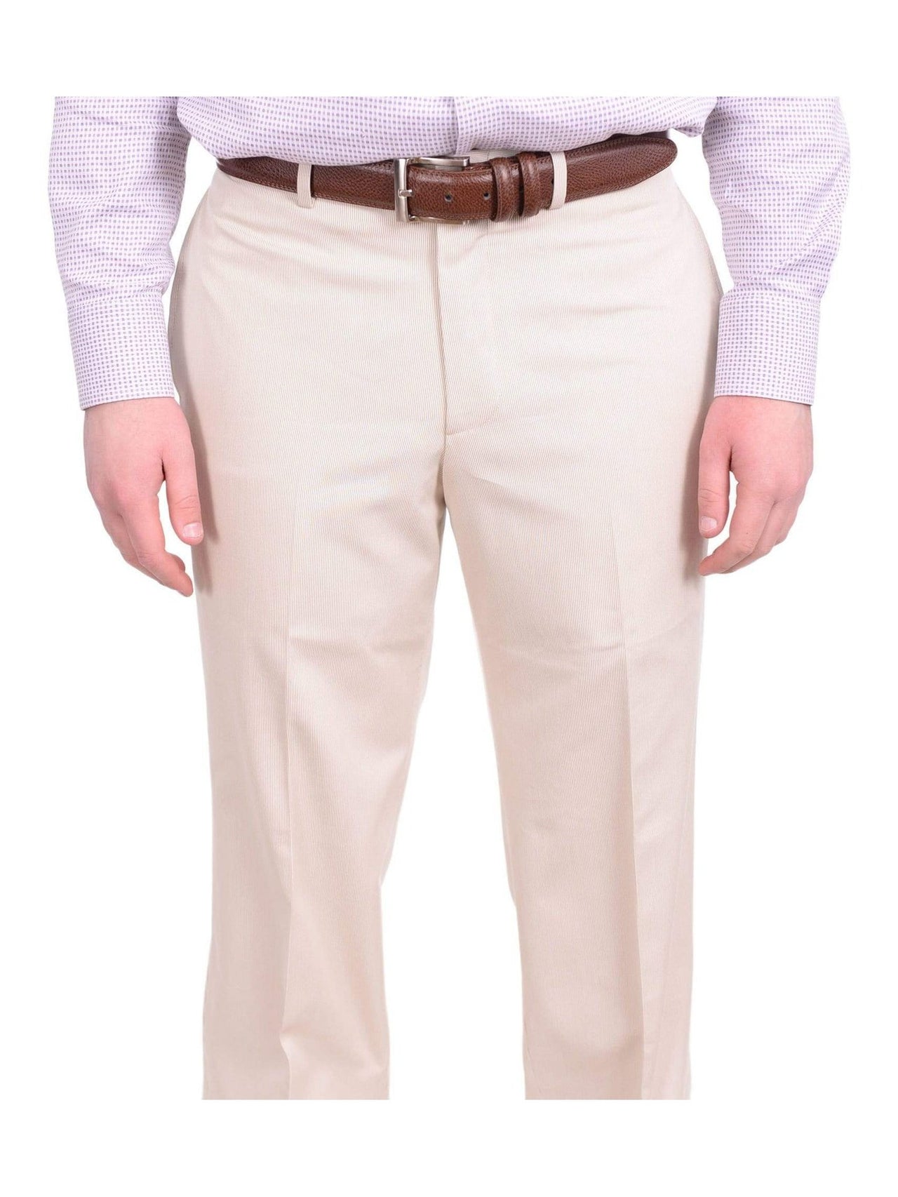 Geoffrey Beene PANTS 30X30 Geoffrey Beene Classic Fit Tan Corded Flat Front Cotton Blend Dress Pants