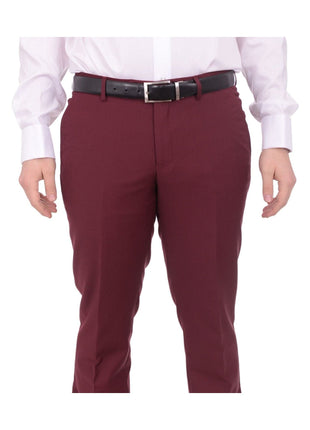 Gino Vitale TUXEDOS Gino Vitale Slim Fit Solid Burgundy One Button Tuxedo Suit With Shawl Lapel