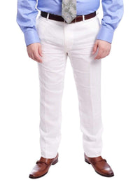 Thumbnail for Gino Vitale TWO PIECE SUITS Gino Vitale Slim Fit Solid White Two Button Linen Suit