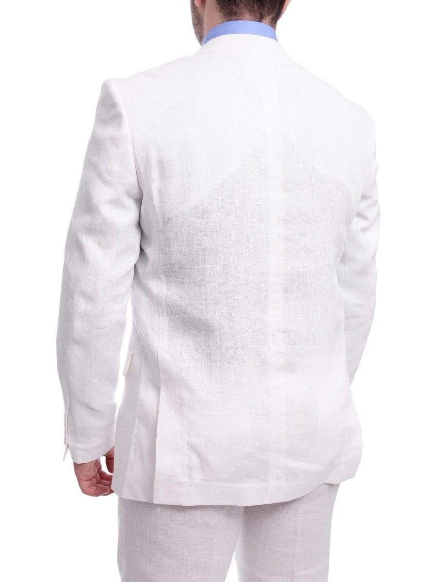 Gino Vitale TWO PIECE SUITS Gino Vitale Slim Fit Solid White Two Button Linen Suit