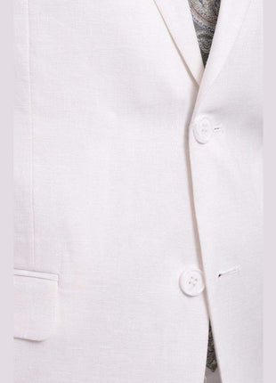Gino Vitale TWO PIECE SUITS Gino Vitale Slim Fit Solid White Two Button Linen Suit