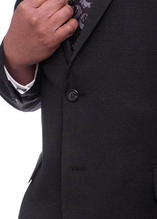 Giorgio Cosani Sale Suits Giorgio Cosani Regular Fit Black Tonal Mini Check Stretch Wool Blend Suit