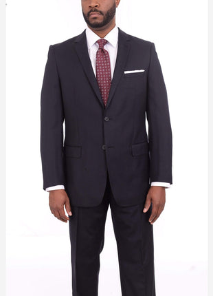 Giorgio Cosani TWO PIECE SUITS 40R Giorgio Cosani Regular Fit Solid Navy Blue Two Button Wool Cashmere Blend Suit