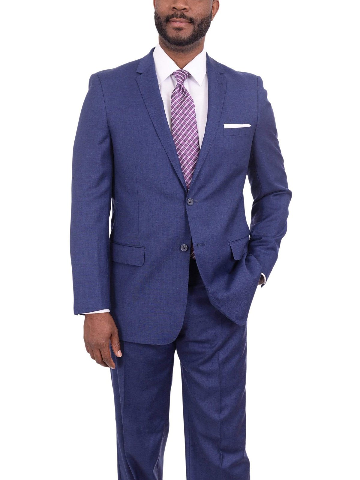 Giorgio Cosani TWO PIECE SUITS 40S Giorgio Cosani Regular Fit Solid Royal Blue Two Button Wool Cashmere Blend Suit