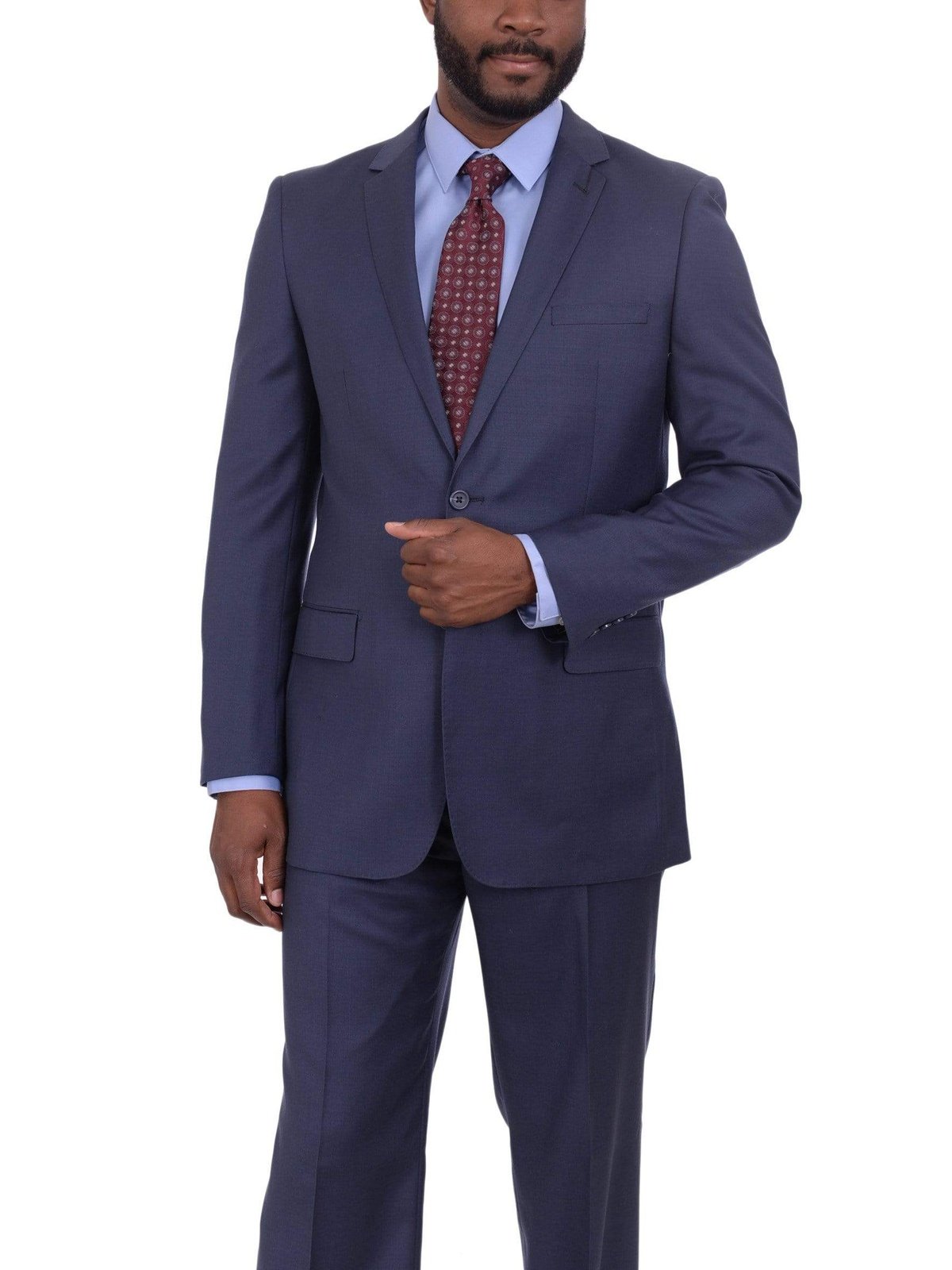 Giorgio Cosani TWO PIECE SUITS 42S Giorgio Cosani Regular Fit Solid Blue Two Button Wool Cashmere Blend Suit