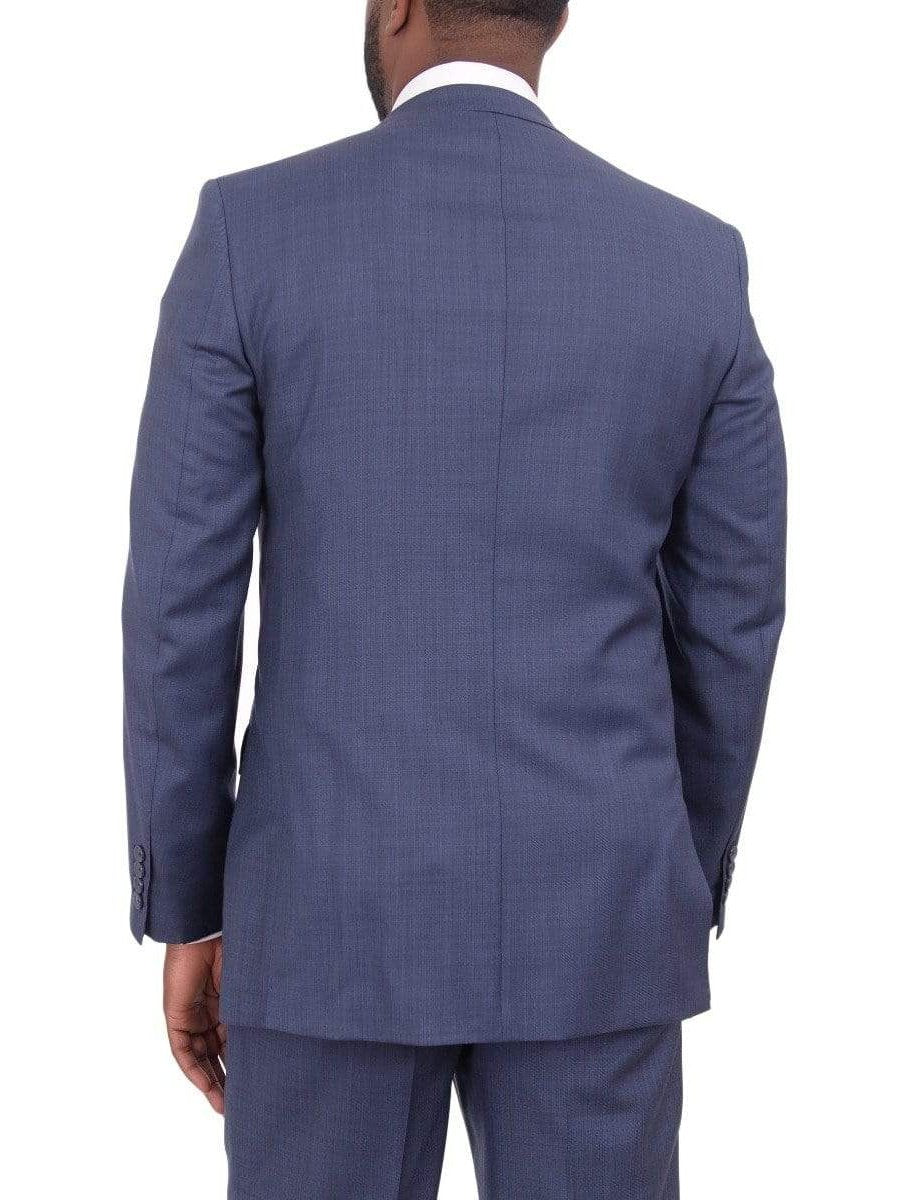 Giorgio Cosani TWO PIECE SUITS Giorgio Cosani Regular Fit Heathered Blue Two Button Wool Blend Suit