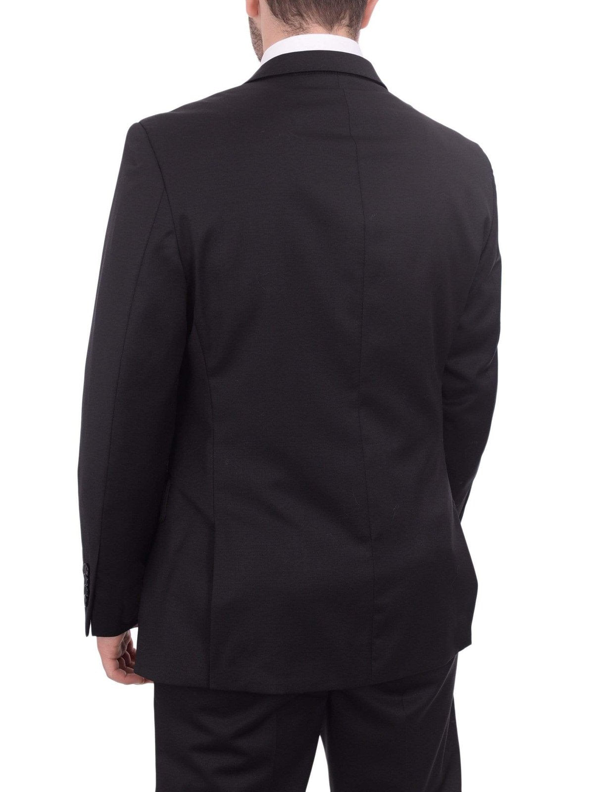 Giorgio Cosani TWO PIECE SUITS Giorgio Cosani Regular Fit Solid Black Two Button Wool Suit