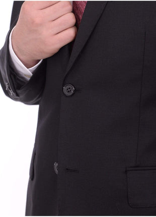 Giorgio Cosani TWO PIECE SUITS Giorgio Cosani Regular Fit Solid Black Two Button Wool Suit