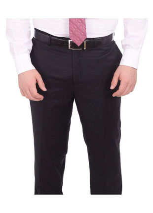 Giorgio Cosani TWO PIECE SUITS Giorgio Cosani Regular Fit Solid Black Two Button Wool Suit