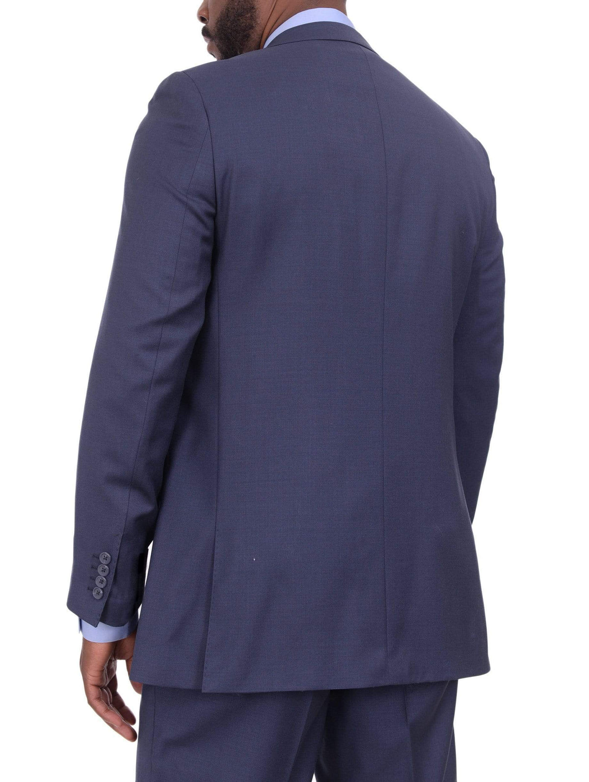 Giorgio Cosani TWO PIECE SUITS Giorgio Cosani Regular Fit Solid Blue Two Button Wool Cashmere Blend Suit