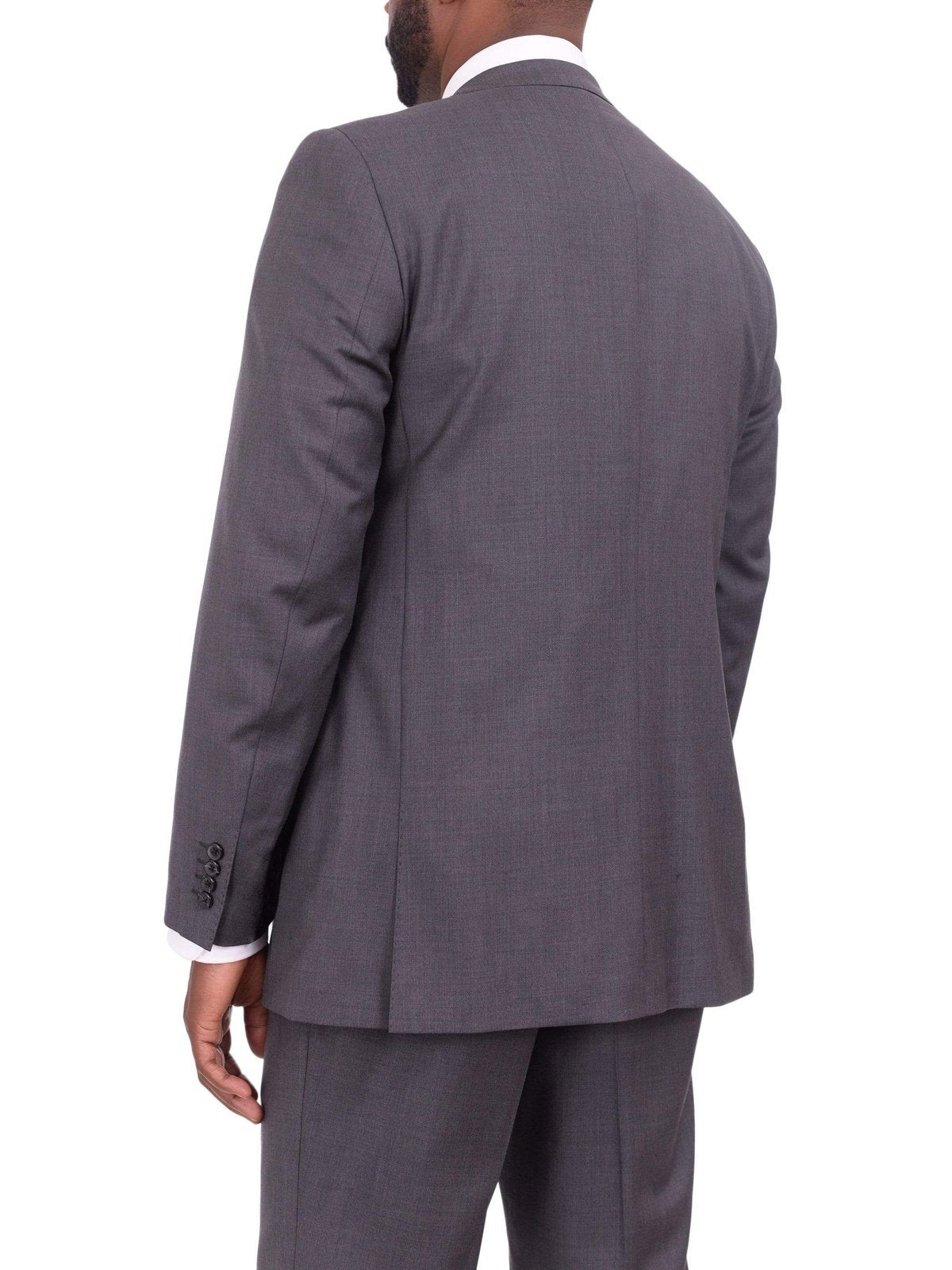 Giorgio Cosani TWO PIECE SUITS Giorgio Cosani Regular Fit Solid Charcoal Gray Two Button Wool Cashmere Suit