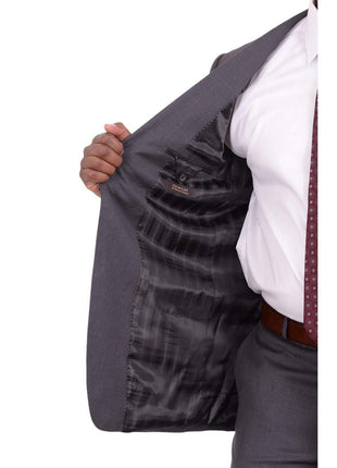 Giorgio Cosani TWO PIECE SUITS Giorgio Cosani Regular Fit Solid Charcoal Gray Two Button Wool Cashmere Suit