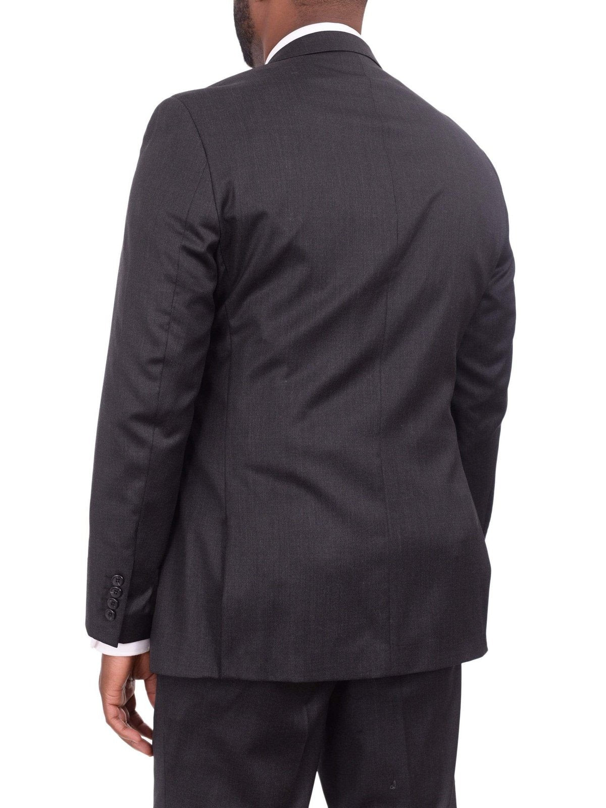 Giorgio Cosani TWO PIECE SUITS Giorgio Cosani Regular Fit Solid Charcoal Gray Two Button Wool Suit