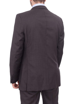 Giorgio Cosani TWO PIECE SUITS Giorgio Cosani Regular Fit Solid Dark Olive Brown Wool Cashmere Blend Suit