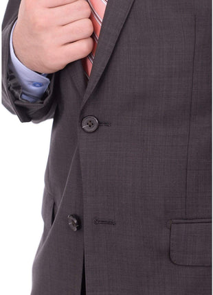 Giorgio Cosani TWO PIECE SUITS Giorgio Cosani Regular Fit Solid Dark Olive Brown Wool Cashmere Blend Suit