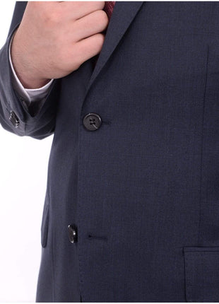 Giorgio Cosani TWO PIECE SUITS Giorgio Cosani Regular Fit Solid Navy Blue Two Button Wool Suit