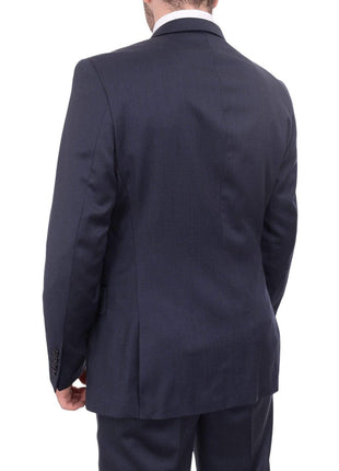 Giorgio Cosani TWO PIECE SUITS Giorgio Cosani Regular Fit Solid Navy Blue Two Button Wool Suit
