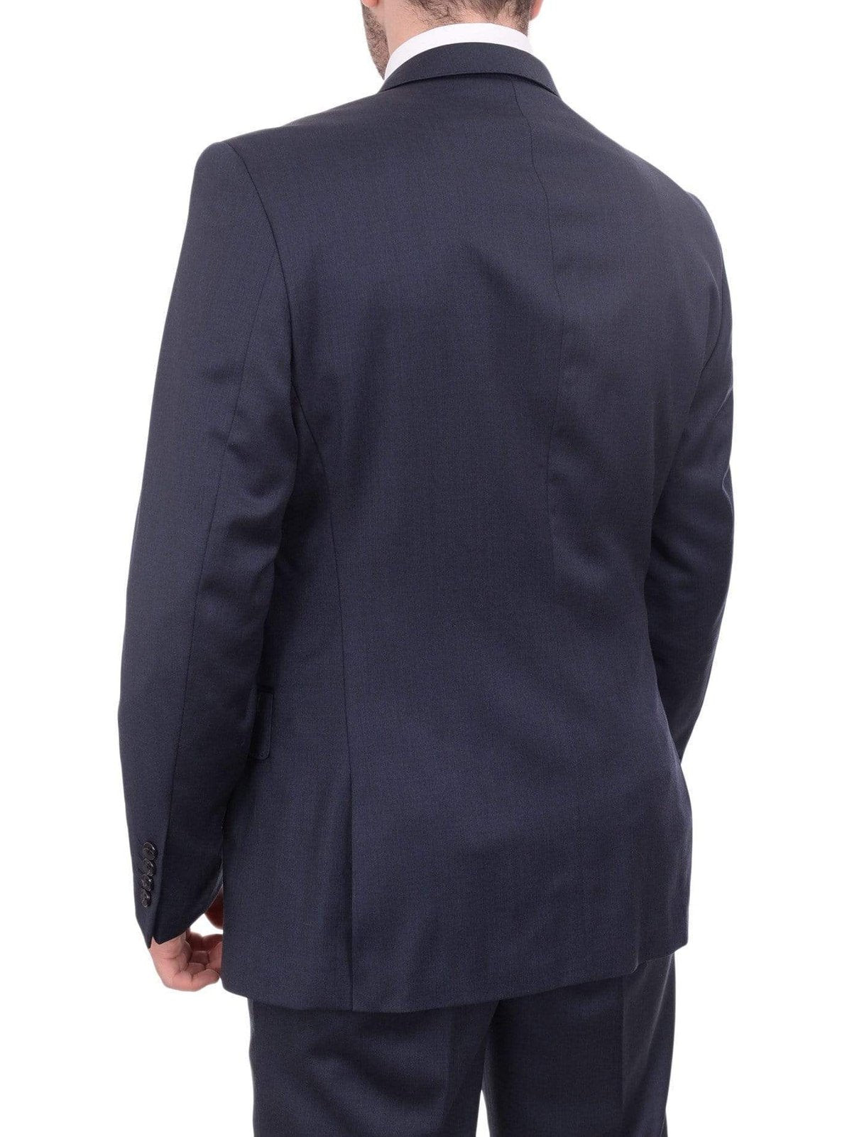 Giorgio Cosani TWO PIECE SUITS Giorgio Cosani Regular Fit Solid Navy Blue Two Button Wool Suit