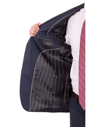 Giorgio Cosani TWO PIECE SUITS Giorgio Cosani Regular Fit Solid Navy Blue Two Button Wool Suit