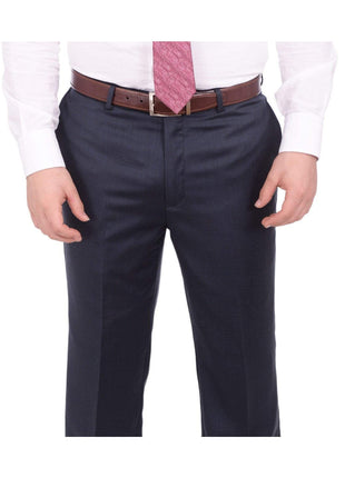 Giorgio Cosani TWO PIECE SUITS Giorgio Cosani Regular Fit Solid Navy Blue Two Button Wool Suit