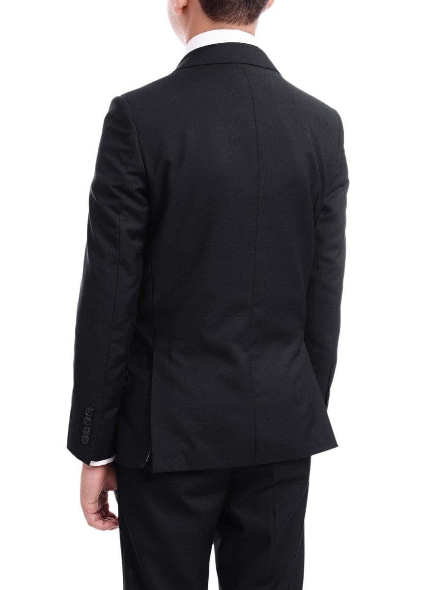 Giorgio De Paulino Bestselling Items Boys Husky Fit Solid Navy Blue 2-piece Formal Suit Set