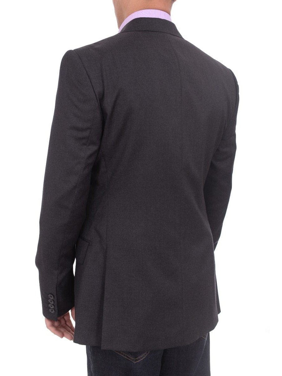 Hardy Amies BLAZERS Hardy Amies Brinsley Slim Fit Solid Gray Half Canvassed Wool Blazer Sportcoat