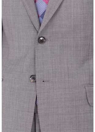 Hardy Amies TWO PIECE SUITS Hardy Amies Classic Fit Gray Stepweave Two Button Half Canvassed Wool Suit