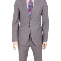 Hardy Amies TWO PIECE SUITS Hardy Amies Classic Fit Gray Stepweave Two Button Half Canvassed Wool Suit