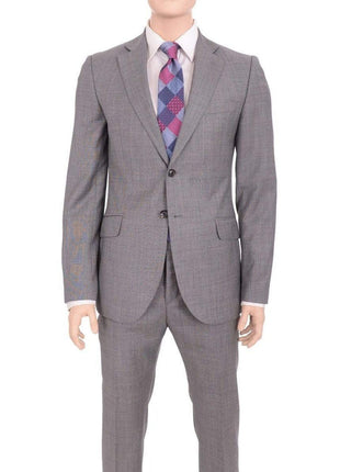 Hardy Amies TWO PIECE SUITS Hardy Amies Classic Fit Gray Stepweave Two Button Half Canvassed Wool Suit