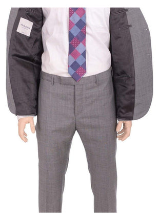 Hardy Amies TWO PIECE SUITS Hardy Amies Classic Fit Gray Stepweave Two Button Half Canvassed Wool Suit
