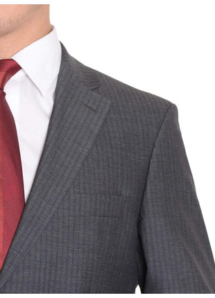 HUGO BOSS BLAZERS Hugo Boss Paolini Charcoal Gray Striped Super 130's Wool Blazer Sportcoat