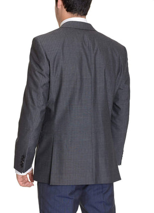 HUGO BOSS BLAZERS Hugo Boss Paolini Charcoal Gray Striped Super 130's Wool Blazer Sportcoat