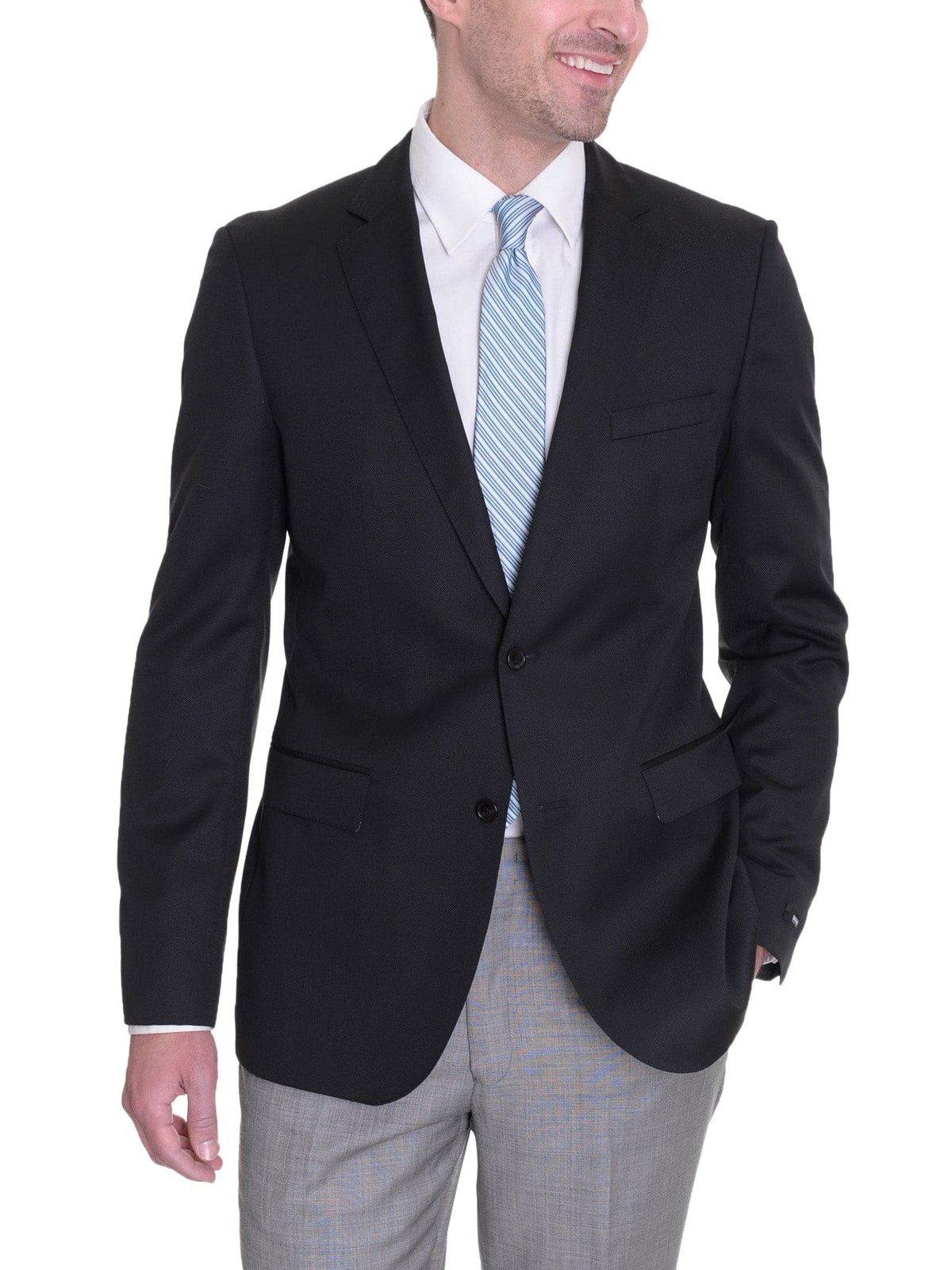 HUGO BOSS BLAZERS Hugo Boss The James2 Slim Fit Semi-Solid Black Two Button Wool Blazer Sportcoat