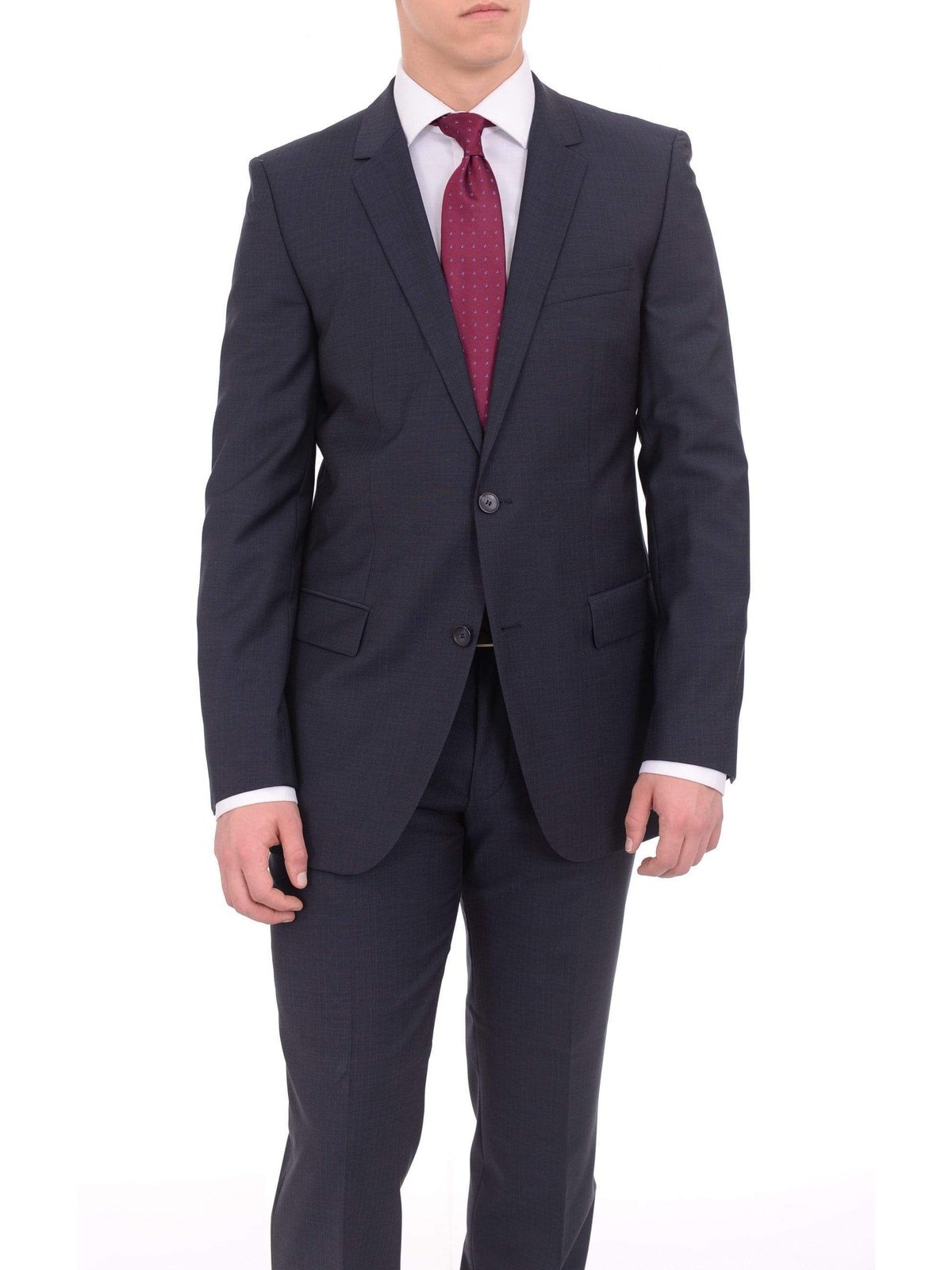 administrar Personalmente muñeca Hugo Boss Aamon/hago Mens Slim Fit Navy Blue Textured Two Button Wool Suit  | The Suit Depot