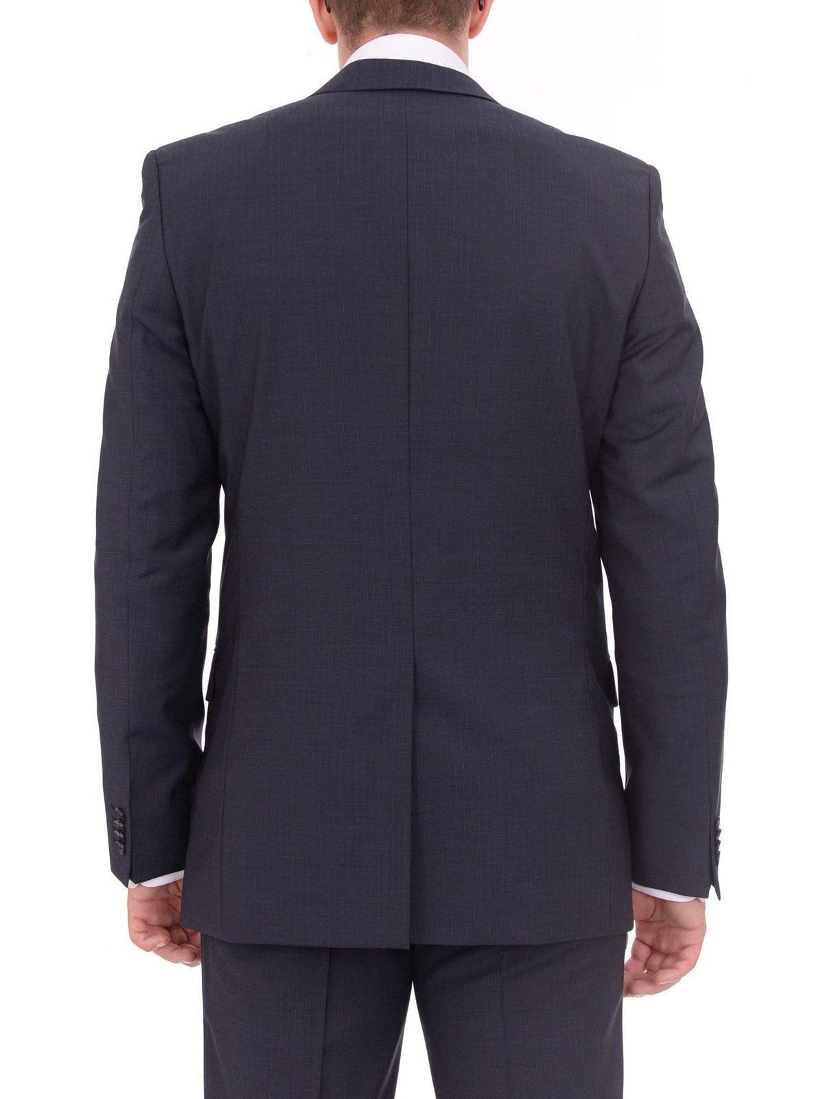 HUGO BOSS TWO PIECE SUITS Hugo Boss Aamon/hago Mens Slim Fit Navy Blue Textured Two Button Wool Suit