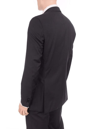 HUGO BOSS TWO PIECE SUITS Hugo Boss Edison/power Classic Fit Black Pinstriped Super 100 Wool Suit