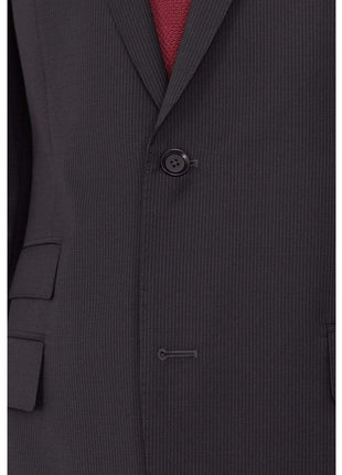 HUGO BOSS TWO PIECE SUITS Hugo Boss Edison/power Classic Fit Black Pinstriped Super 100 Wool Suit