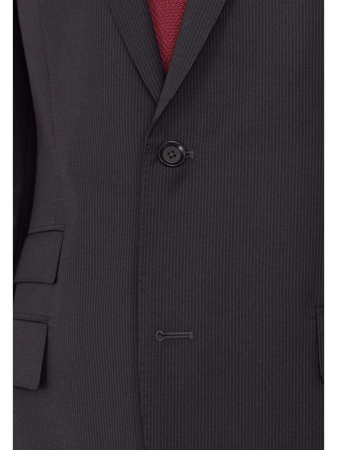 HUGO BOSS TWO PIECE SUITS Hugo Boss Edison/power Classic Fit Black Pinstriped Super 100 Wool Suit