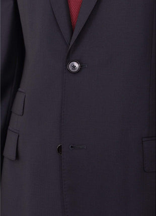 HUGO BOSS TWO PIECE SUITS Hugo Boss Edison1/power Classic Fit Navy Blue Tonal Herringbone Wool Suit