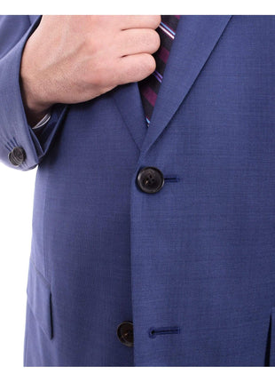 HUGO BOSS TWO PIECE SUITS Hugo Boss Paolini1/movio1 Blue Pindot Two Button Super 120's Wool Suit