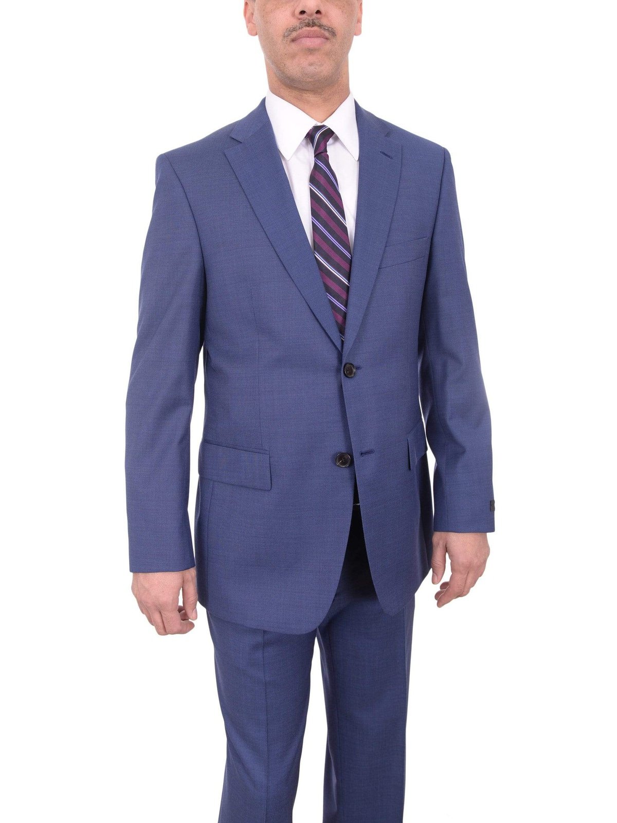 HUGO BOSS TWO PIECE SUITS Hugo Boss Paolini1/movio1 Blue Pindot Two Button Super 120&#39;s Wool Suit