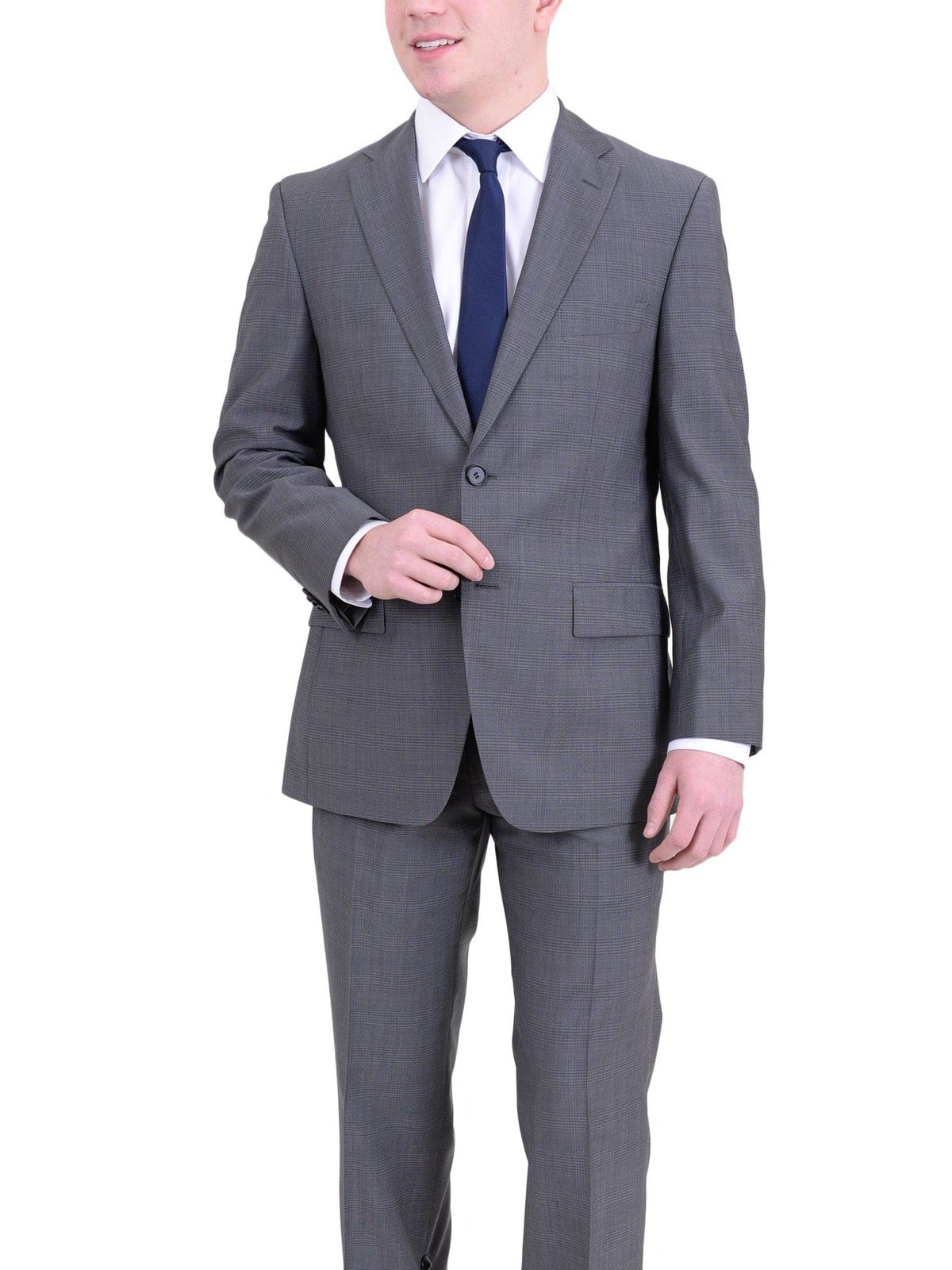 HUGO BOSS TWO PIECE SUITS Hugo Boss Paolini1/movio1 Classic Fit Gray Plaid Two Button Wool Suit