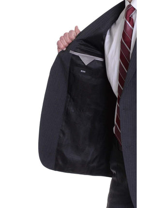 HUGO BOSS TWO PIECE SUITS Hugo Boss Pasini2/movie2 Classic Fit Charcoal Gray Striped Super 100 Wool Suit