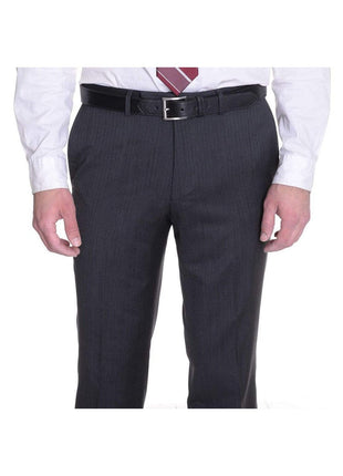 HUGO BOSS TWO PIECE SUITS Hugo Boss Pasini2/movie2 Classic Fit Charcoal Gray Striped Super 100 Wool Suit