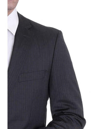 Thumbnail for HUGO BOSS TWO PIECE SUITS Hugo Boss Pasini2/movie2 Classic Fit Charcoal Gray Striped Super 100 Wool Suit