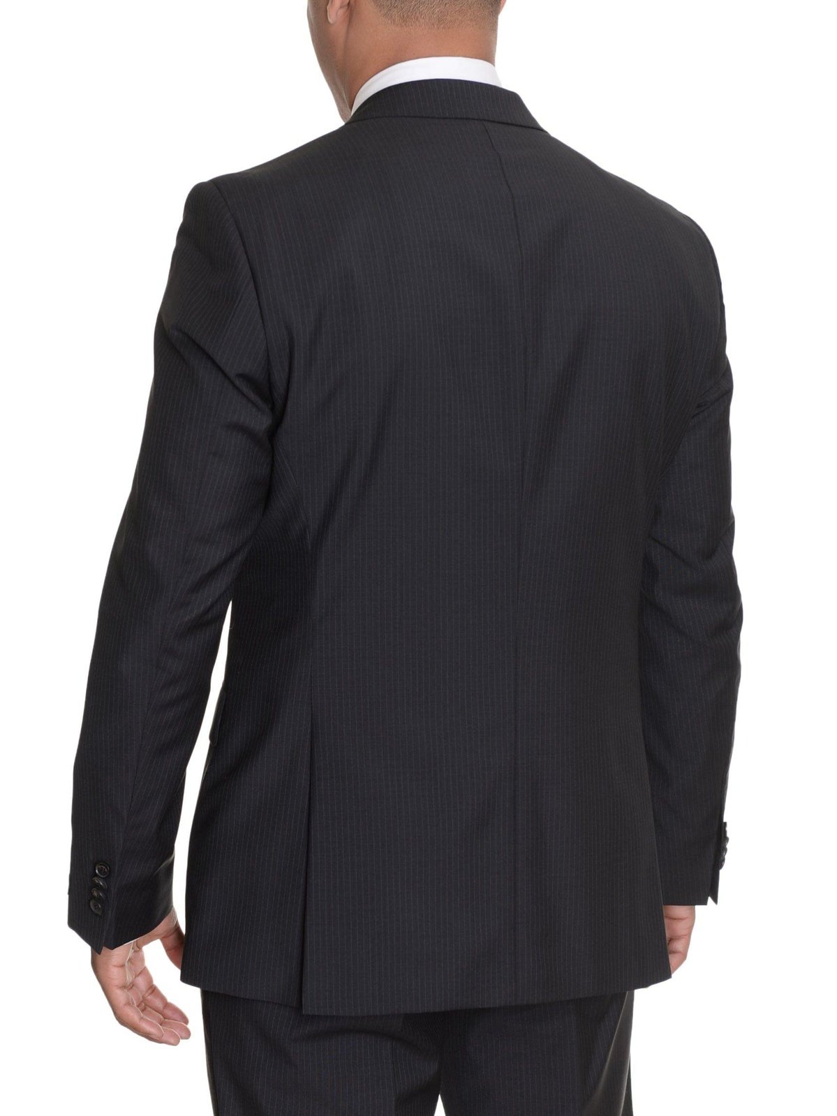 HUGO BOSS TWO PIECE SUITS HUGO BOSS The Grand/Central Black Striped Two Button Wool Suit