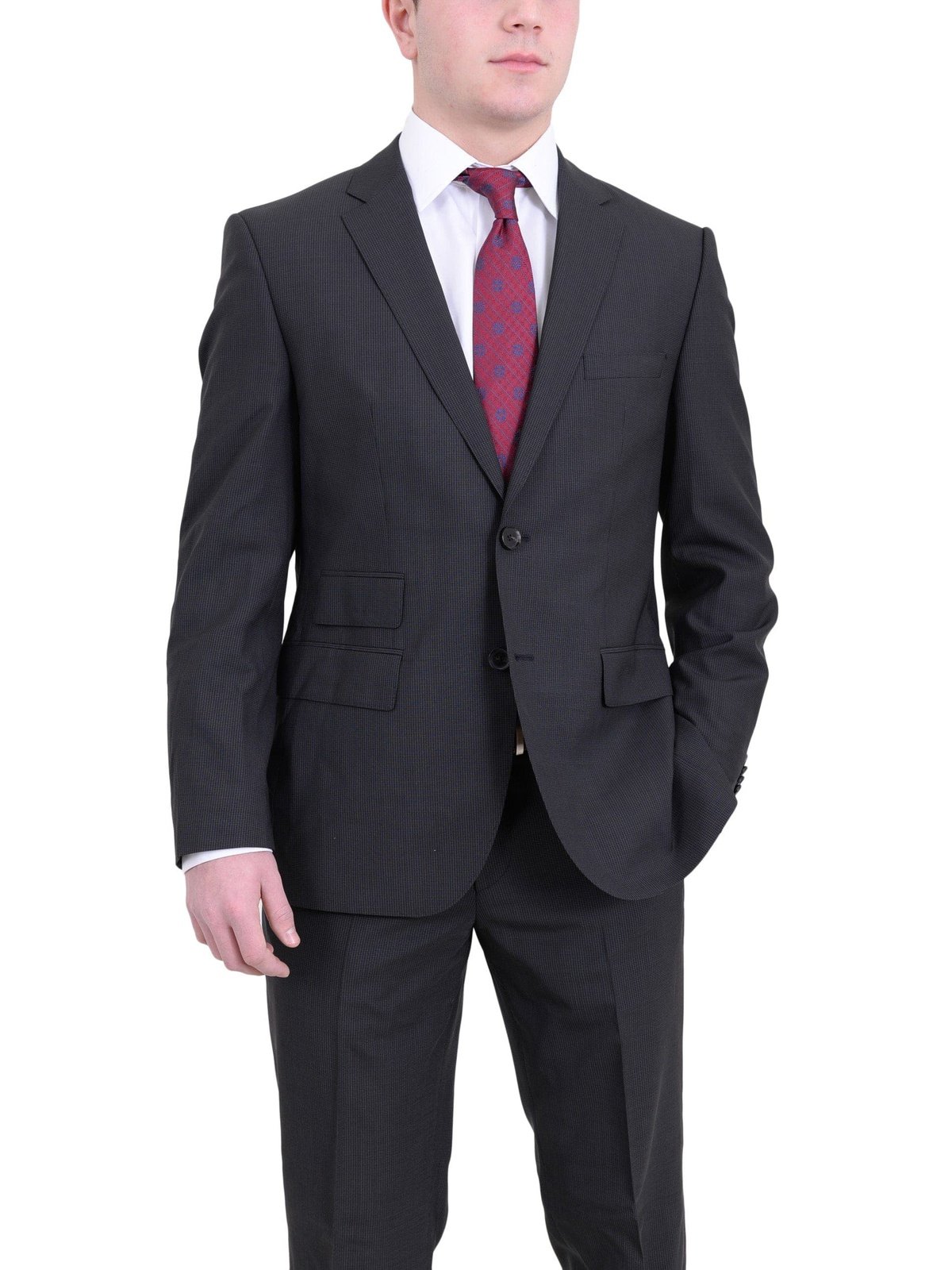 HUGO BOSS TWO PIECE SUITS Hugo Boss The Kings/central Classic Fit Gray Mini Check Two Button Wool Suit
