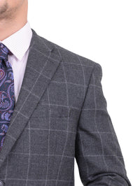 Thumbnail for I Uomo Classic Fit Gray Windowpane Flannel Wool Blazer Sportcoat - The Suit Depot