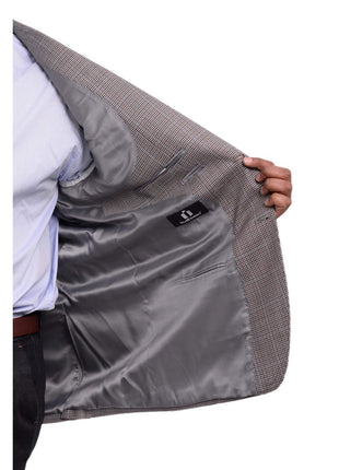 I Uomo BLAZERS I Uomo Gray Houndstooth With Subtle Blue Overcheck Silk Wool Blazer Sportcoat