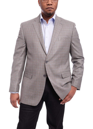 I Uomo BLAZERS I Uomo Gray Houndstooth With Subtle Blue Overcheck Silk Wool Blazer Sportcoat